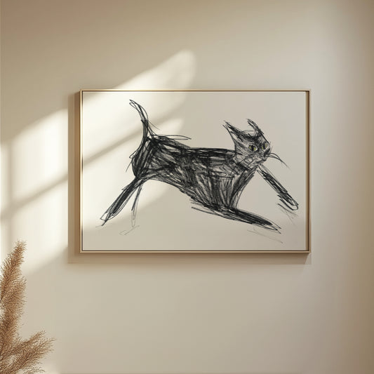 Black cat in motion print 1