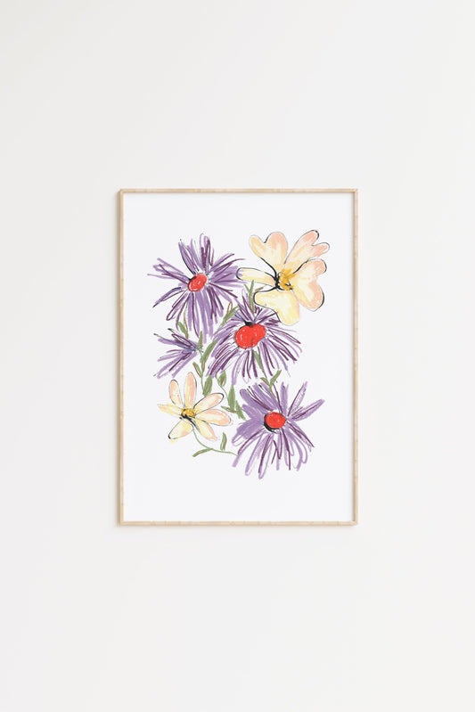 Aster and English Rose Print