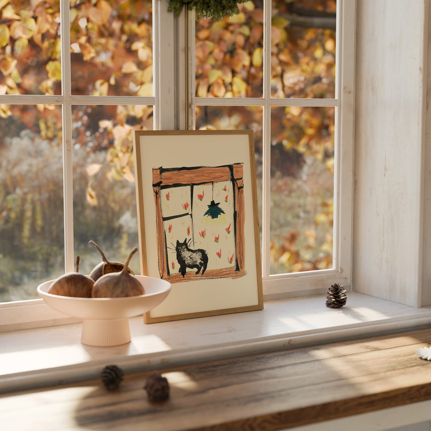 Black Cat On Windowsill Print 3