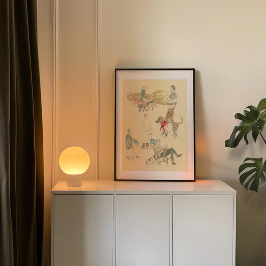 Dog walkers at the park illustration print 2