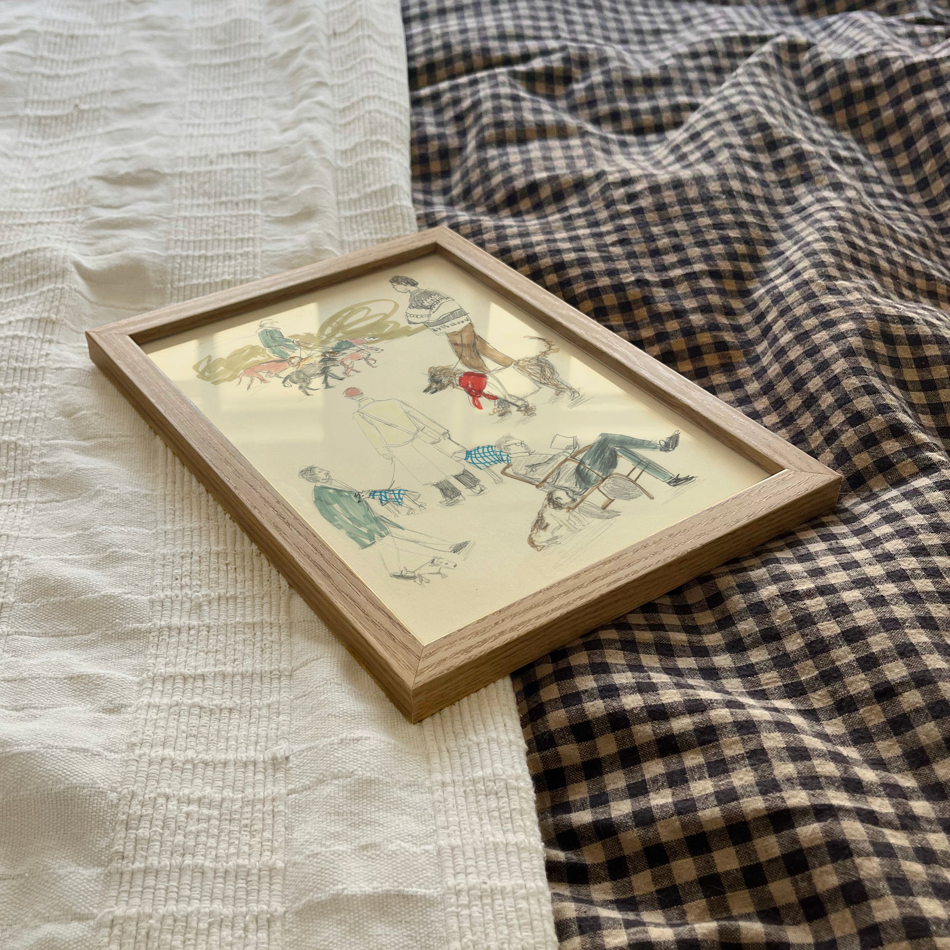 Dog walkers at the park illustration print 3