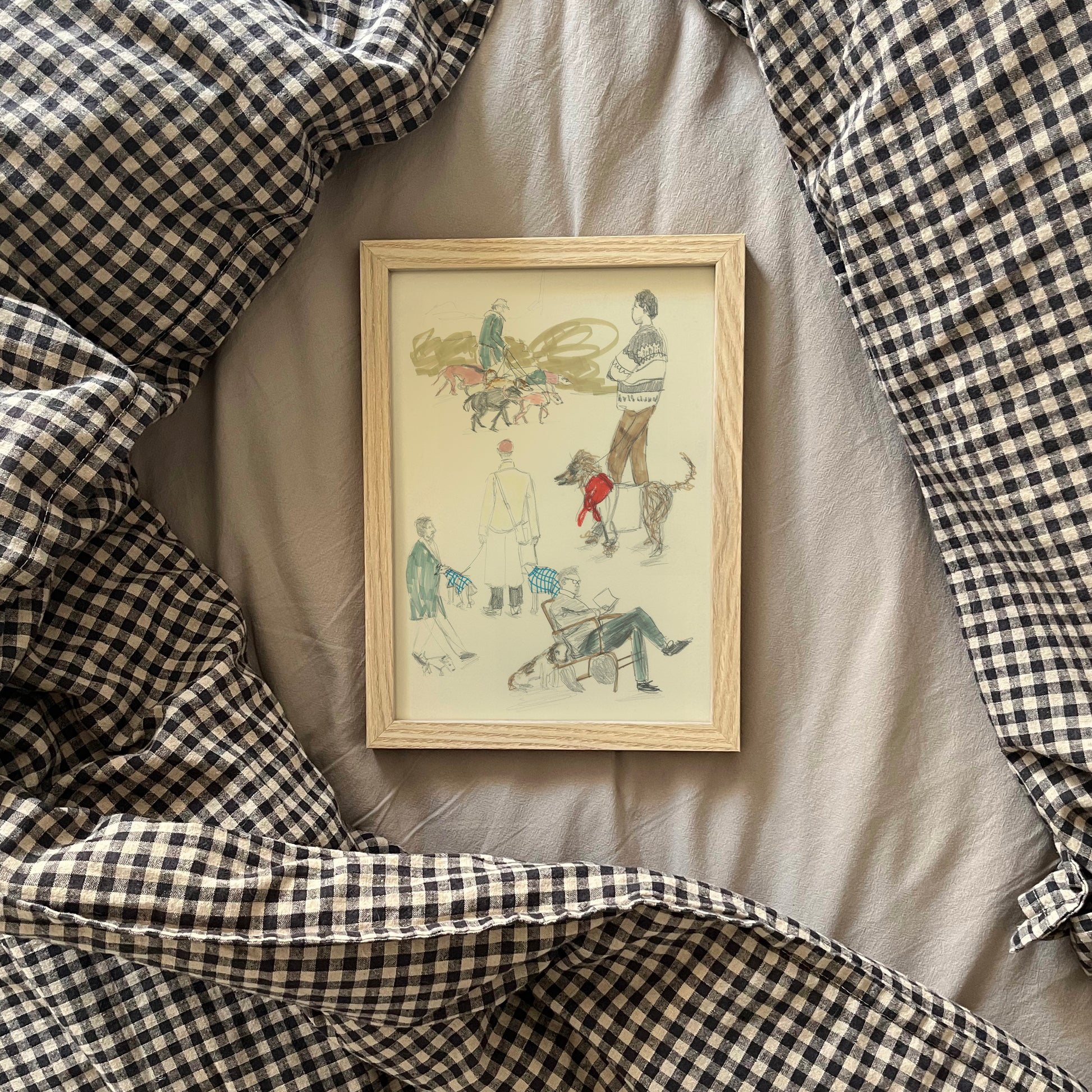 Dog walkers at the park illustration print 5