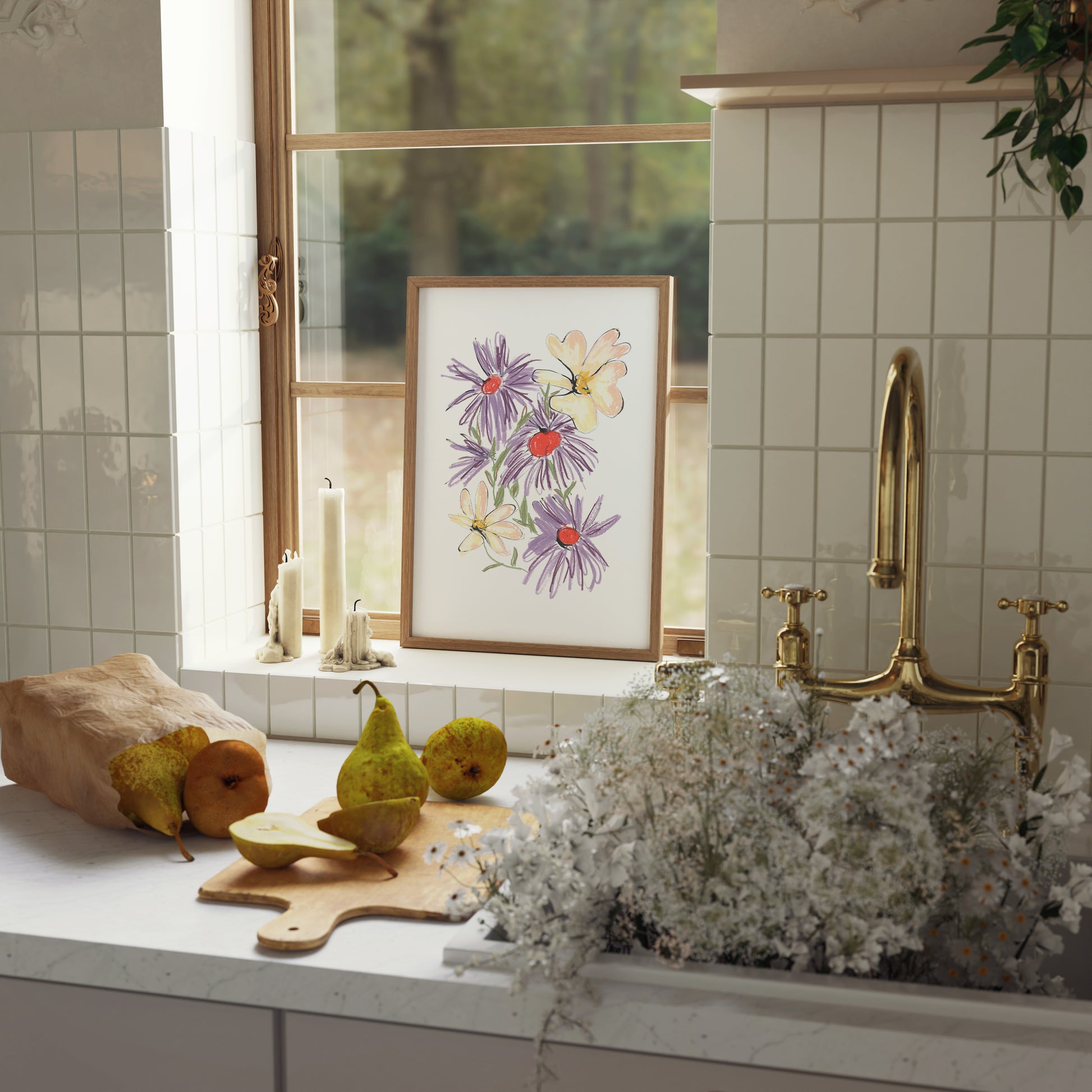 Aster and English Rose Print 2