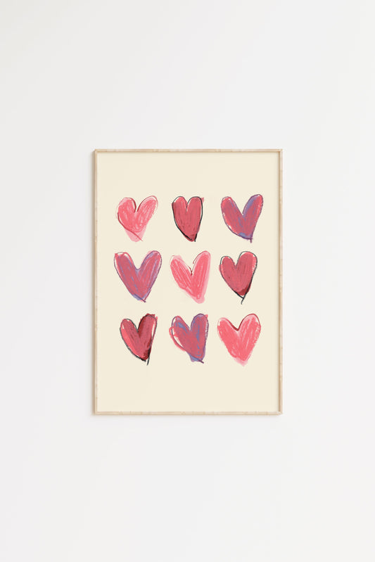 Pink Love Hearts Print
