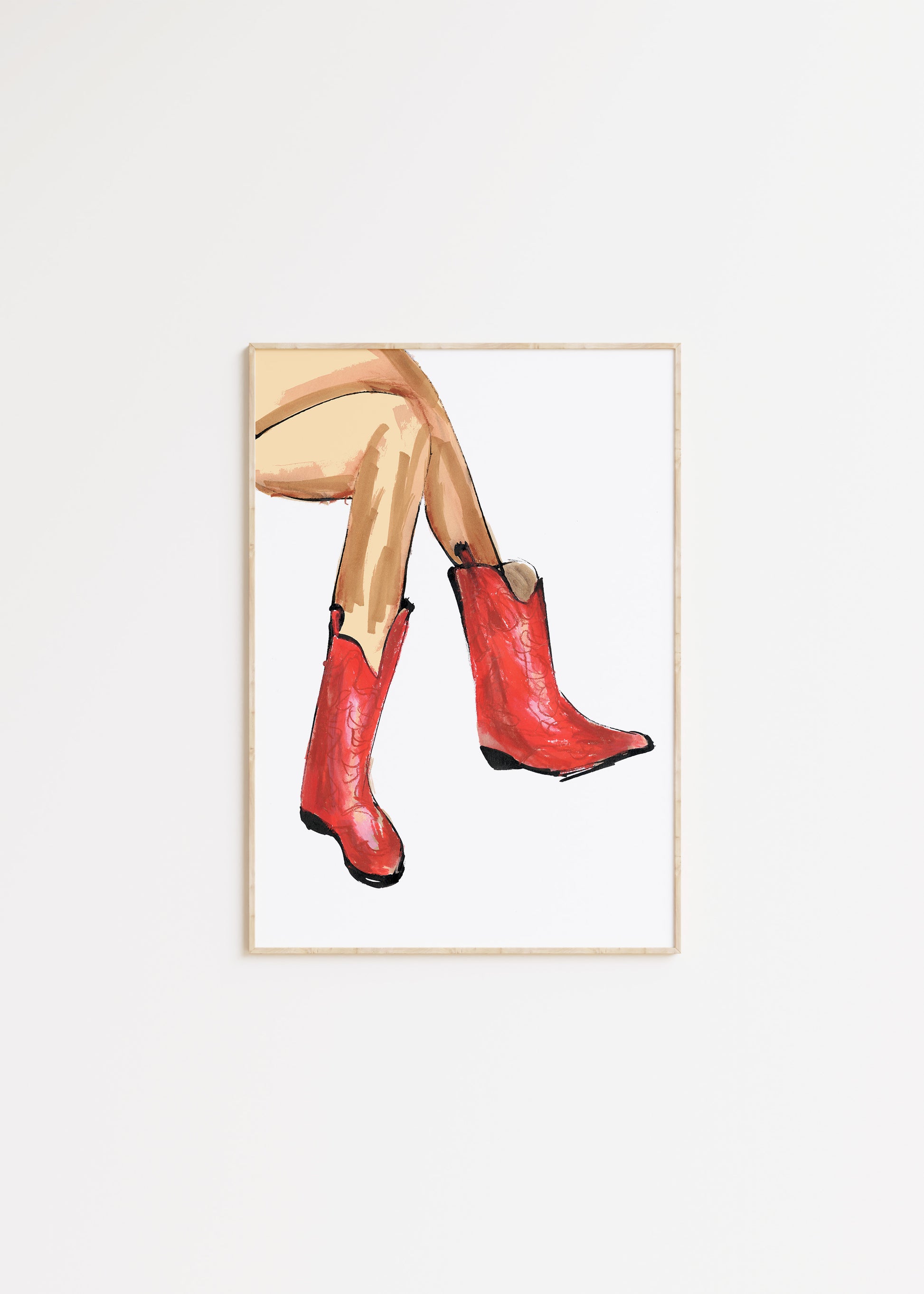Red Cowboy Boots Print 1