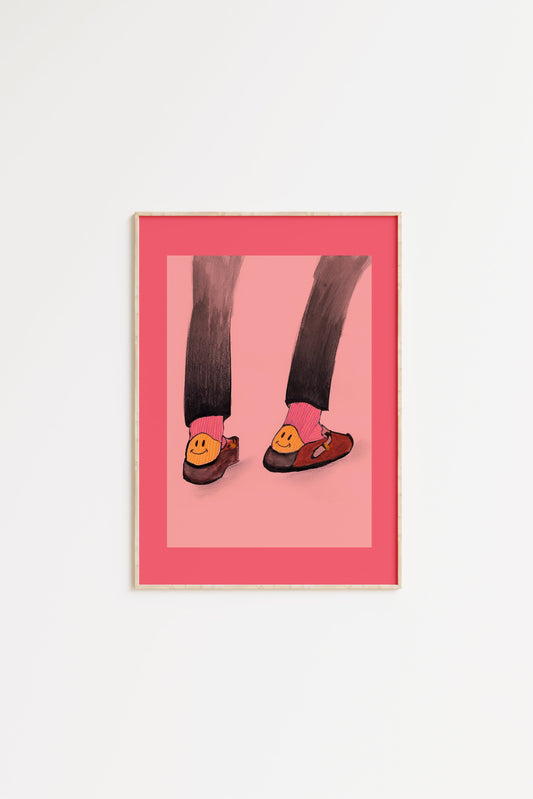 Pink Smile Socks Print