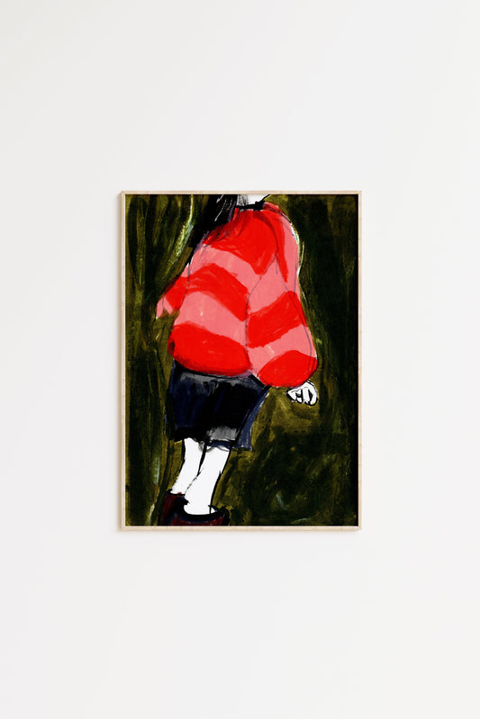 Red and Pink Striped Jumper Print