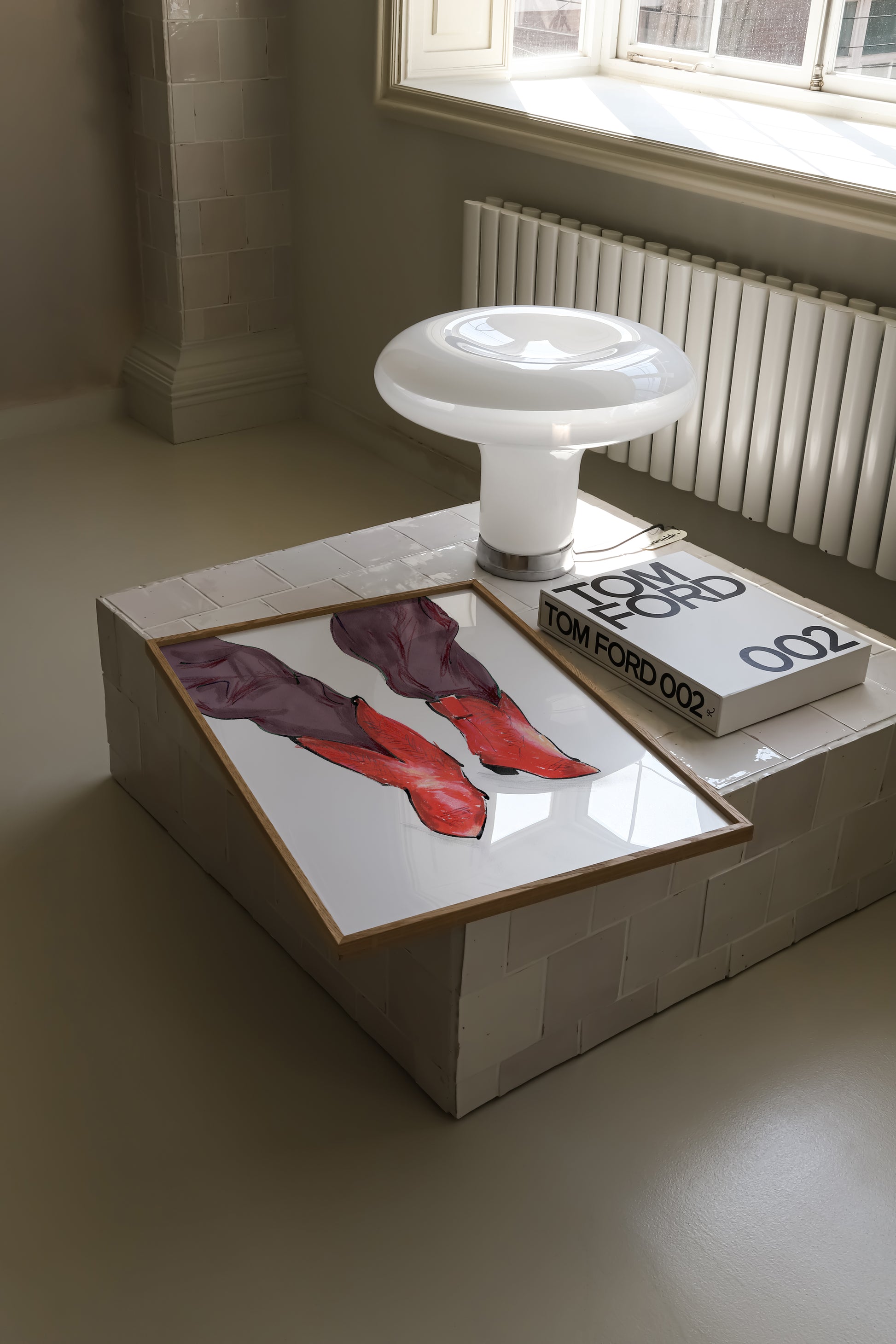 Red cowboy boots and jeans fashion illustration print 2