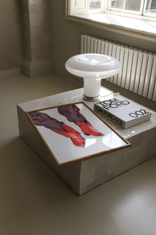 Red cowboy boots and jeans fashion illustration print 2