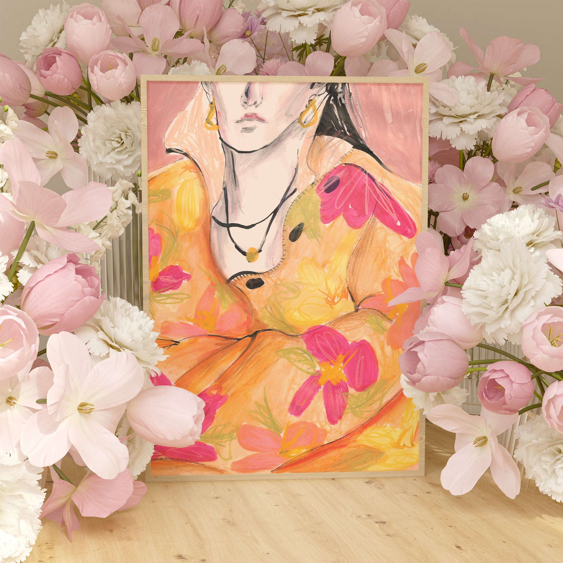 Flowy Floral Shirt Art Print 2