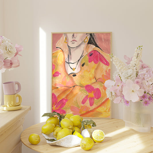 Flowy Floral Shirt Art Print 1