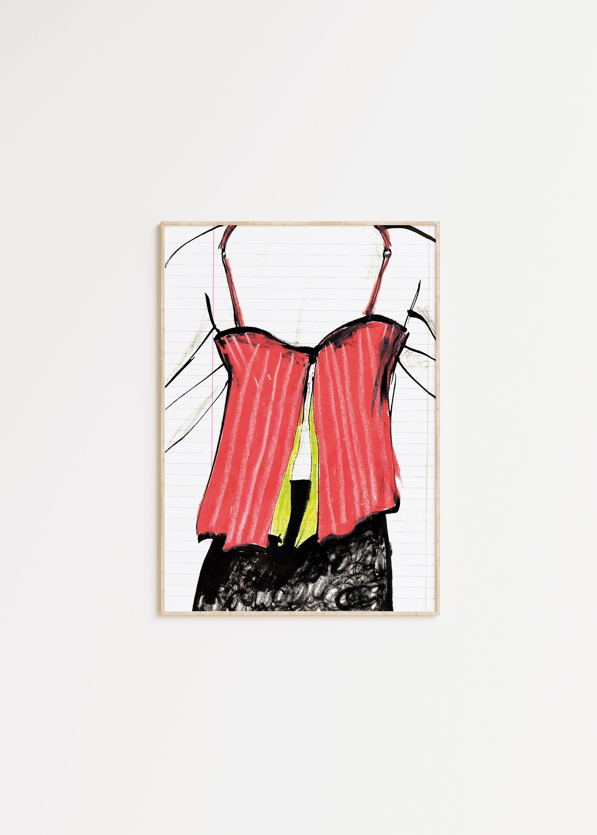 Pink Striped Corset Fashion Illustration Print 1