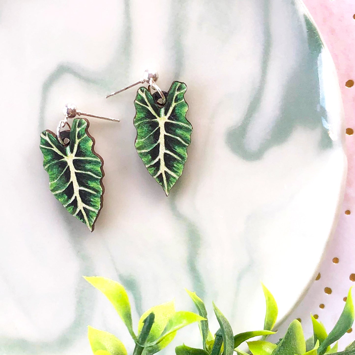 Bright Alocasia Amazonica Earrings