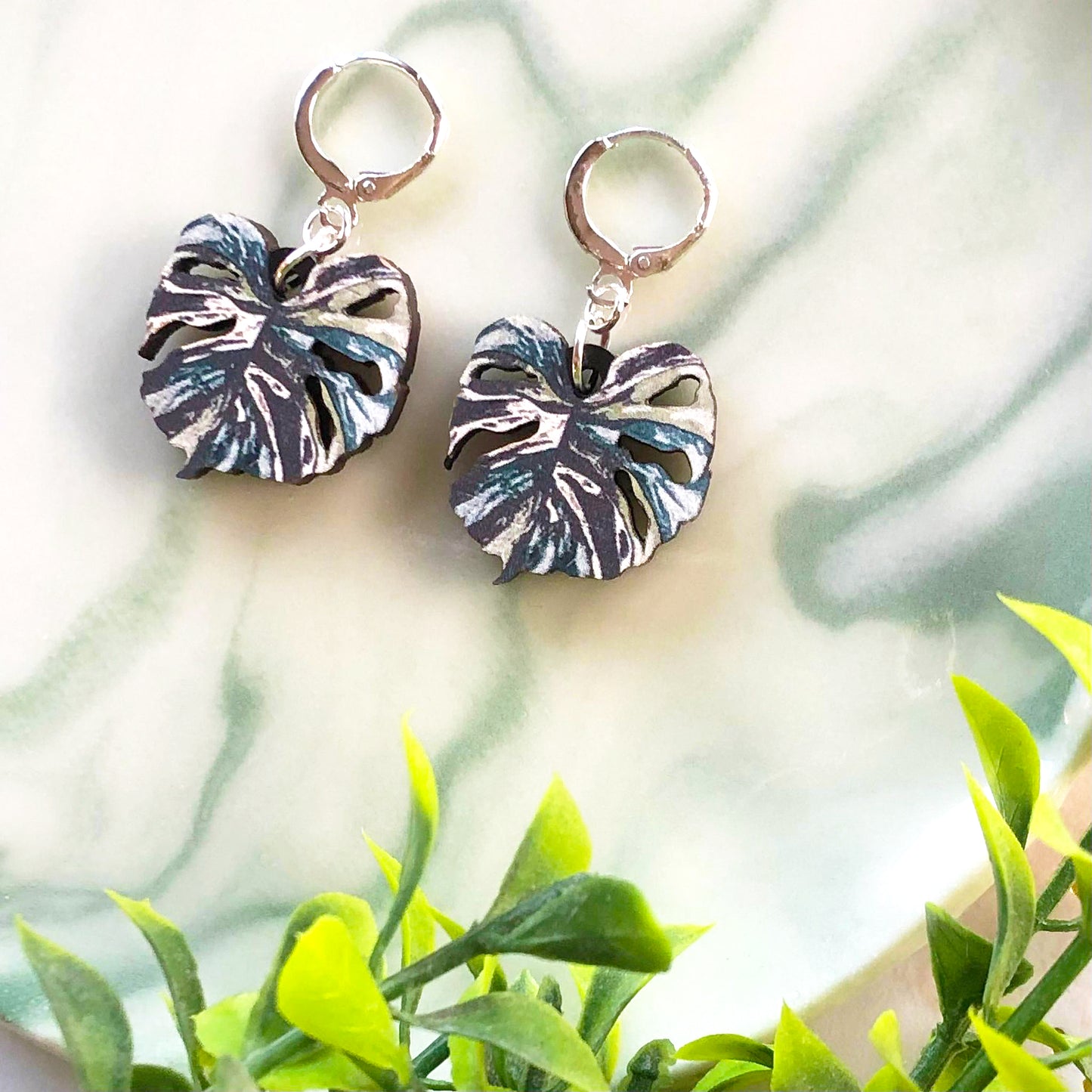 Monstera Variegata Earrings