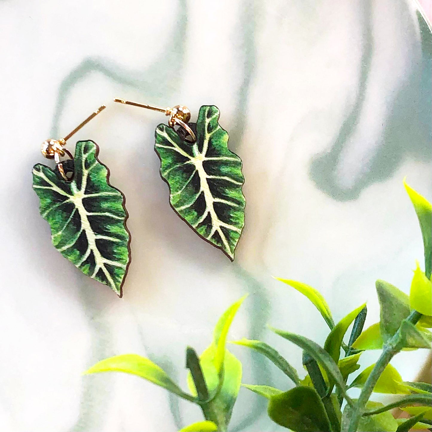Bright Alocasia Amazonica Earrings
