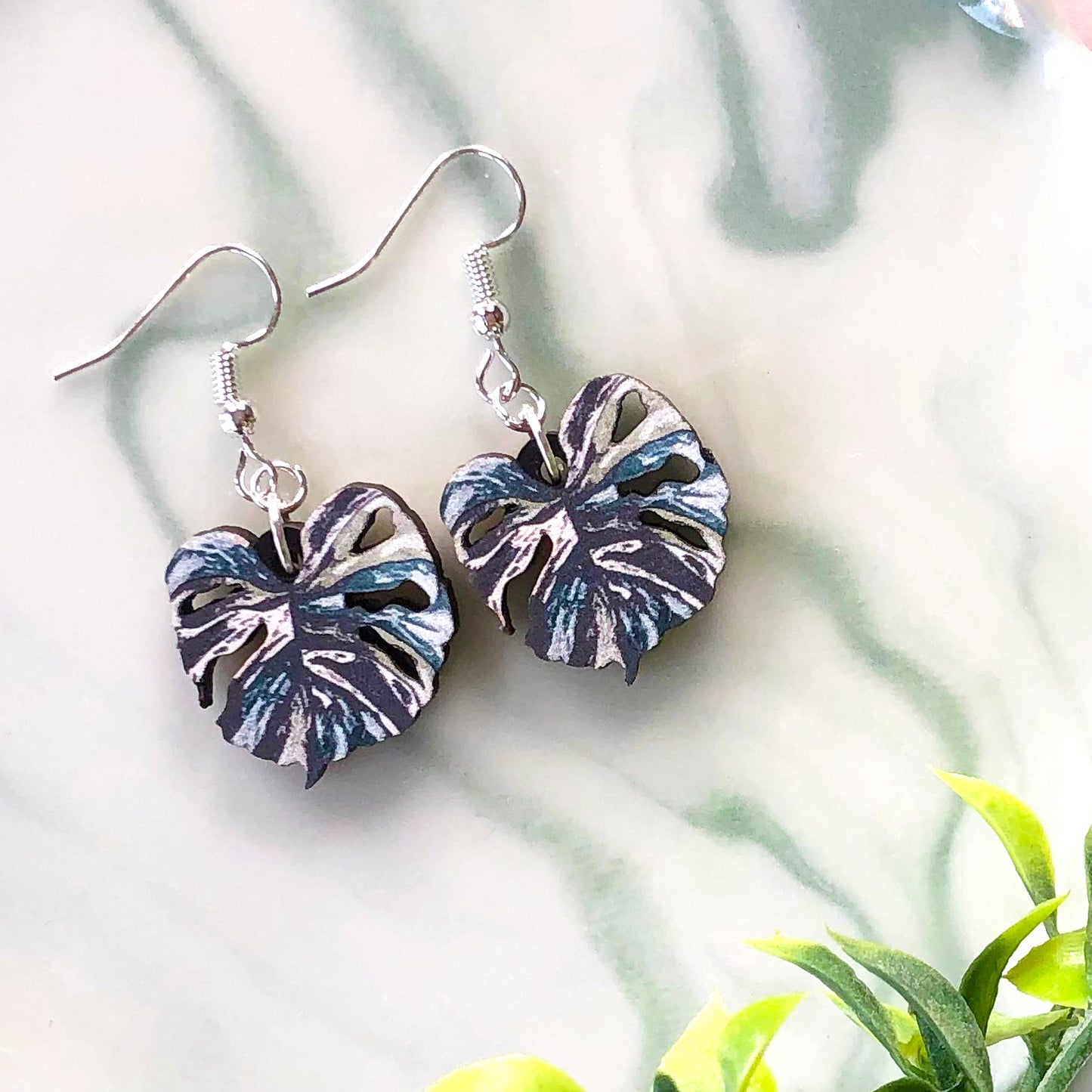 Monstera Variegata Earrings