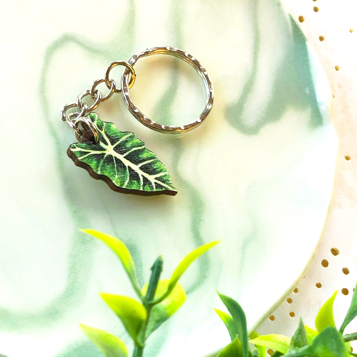 Bright Alocasia Amazonica Keyring