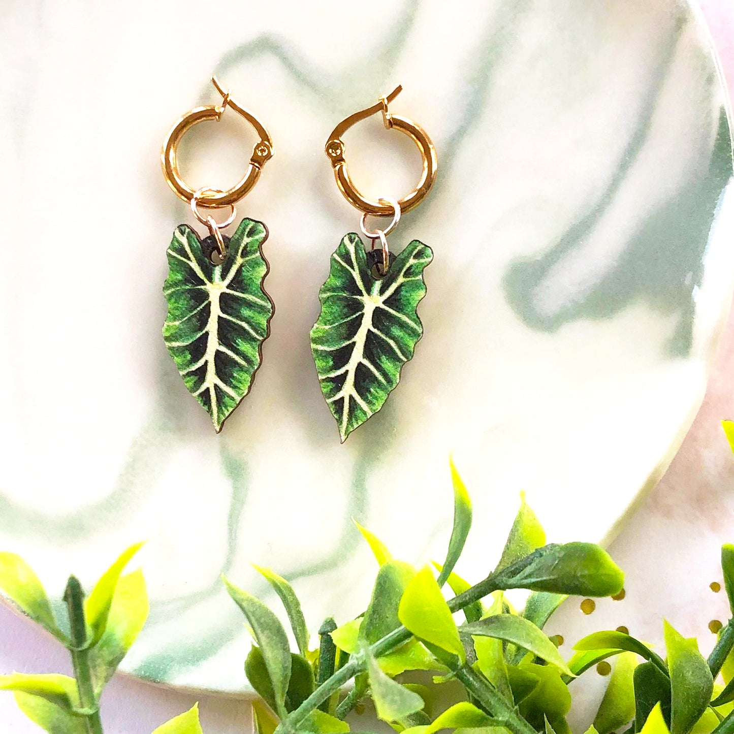 Bright Alocasia Amazonica Earrings