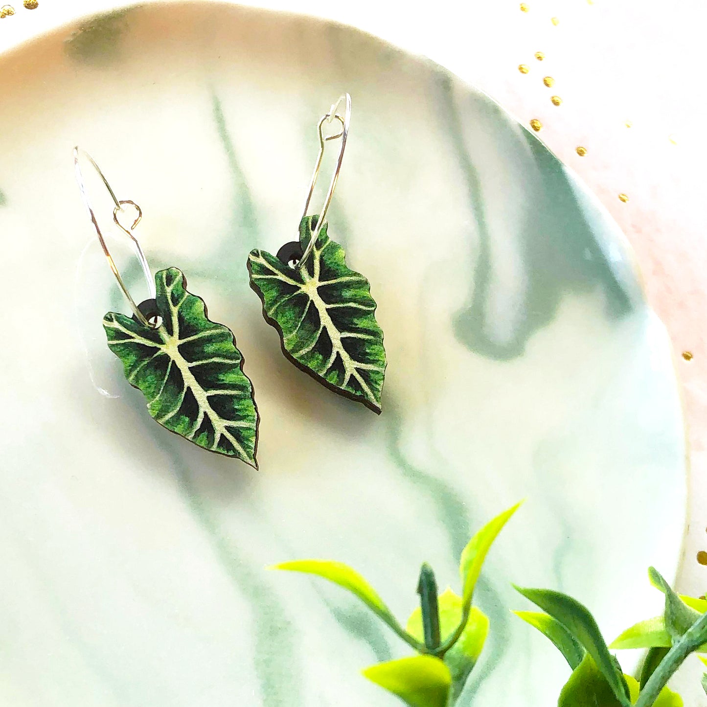 Bright Alocasia Amazonica Earrings