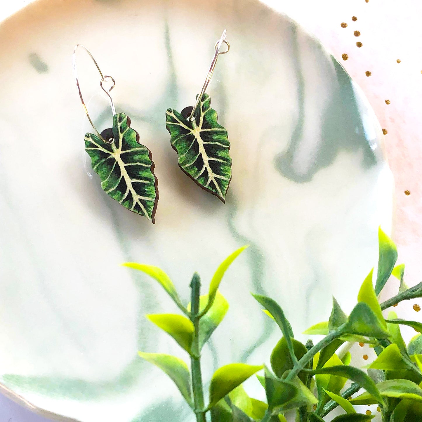 Bright Alocasia Amazonica Earrings
