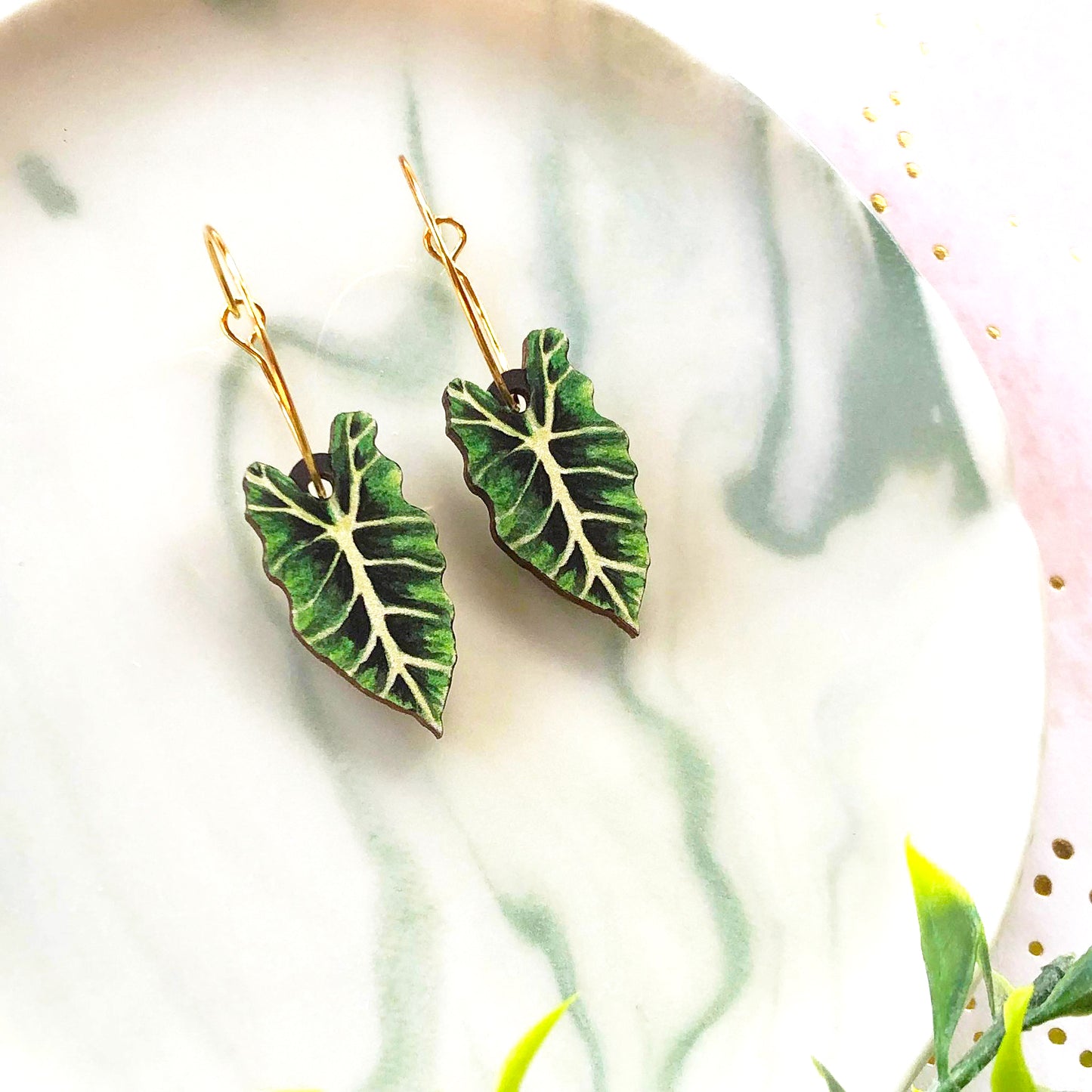 Bright Alocasia Amazonica Earrings