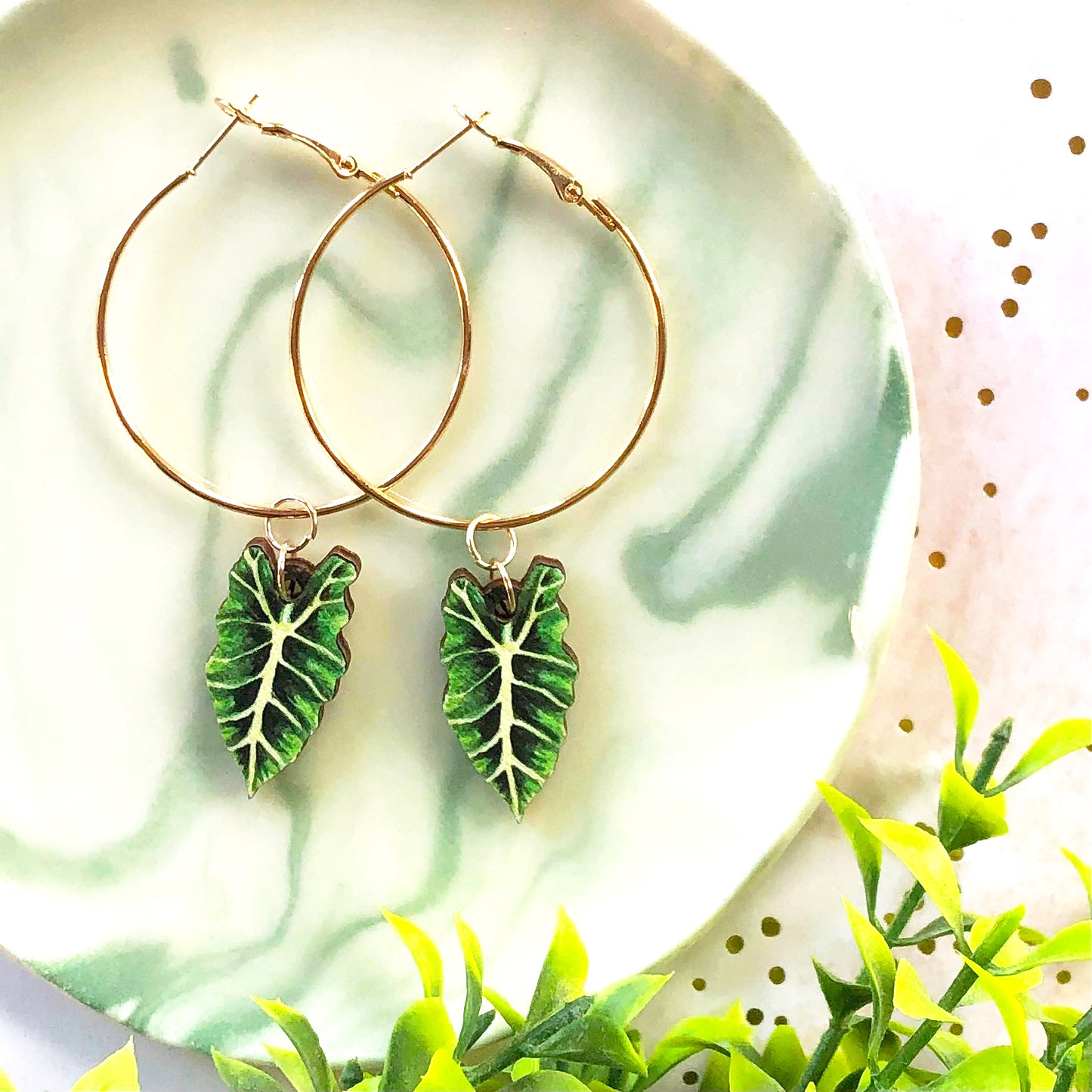 Bright Alocasia Amazonica Earrings