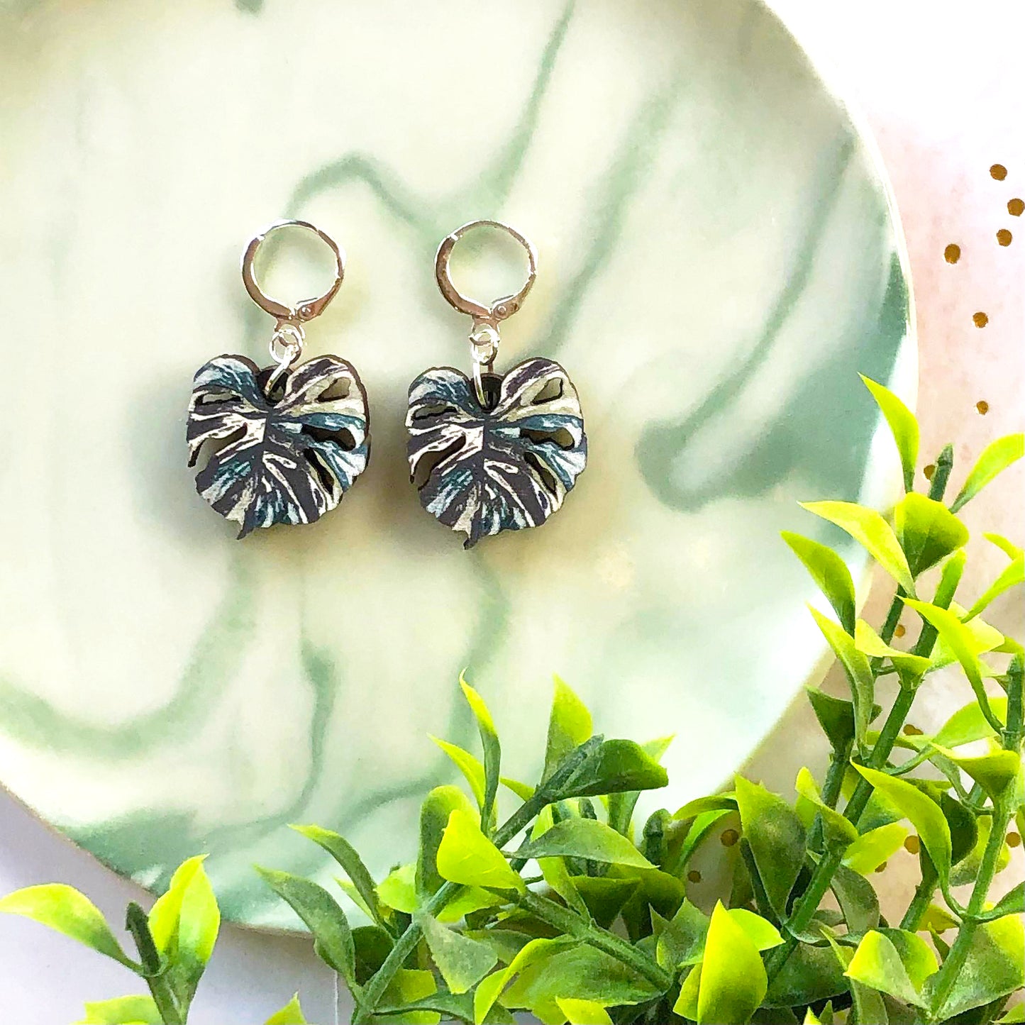 Monstera Variegata Earrings