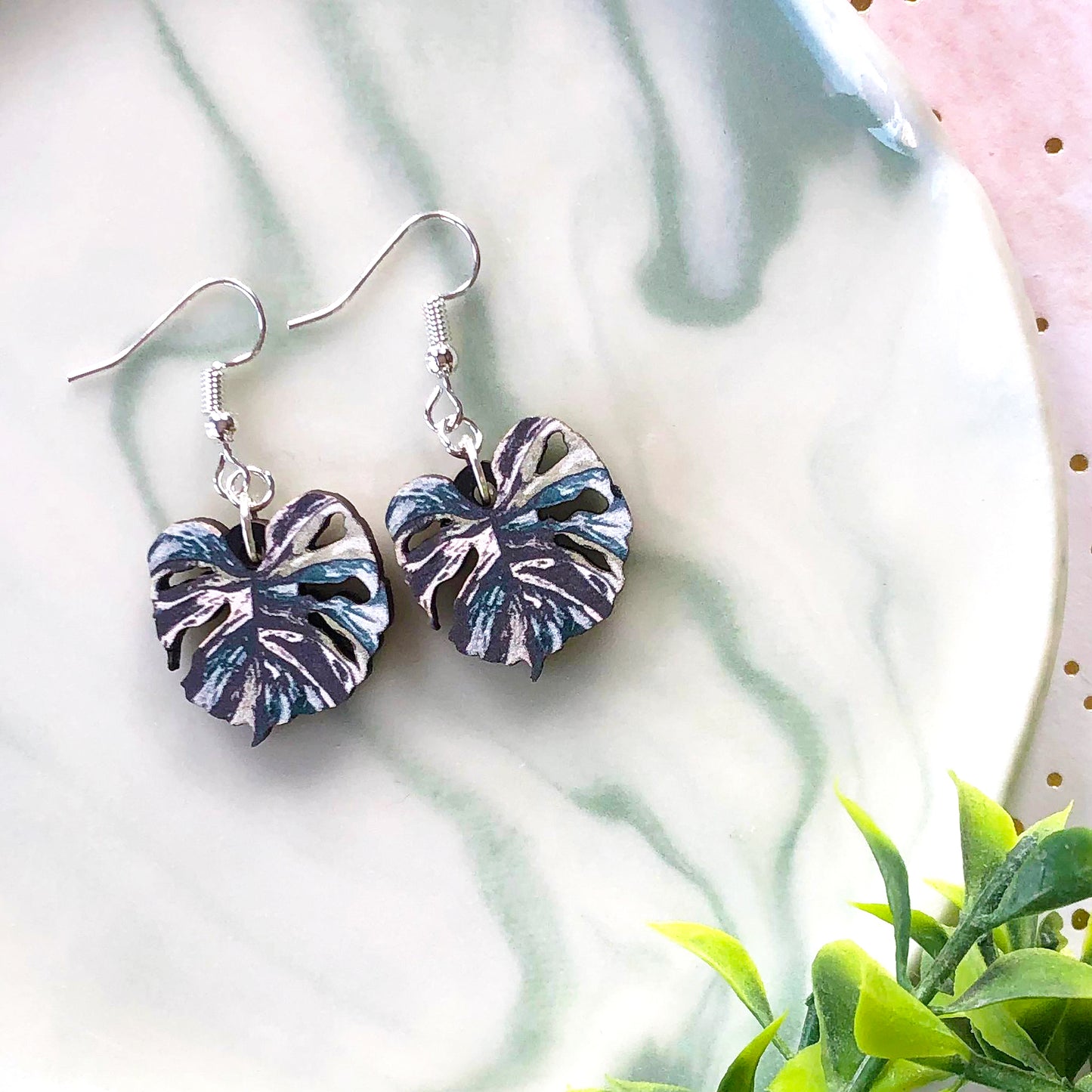 Monstera Variegata Earrings