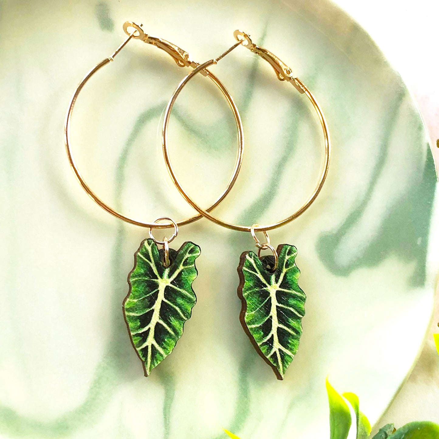 Bright Alocasia Amazonica Earrings