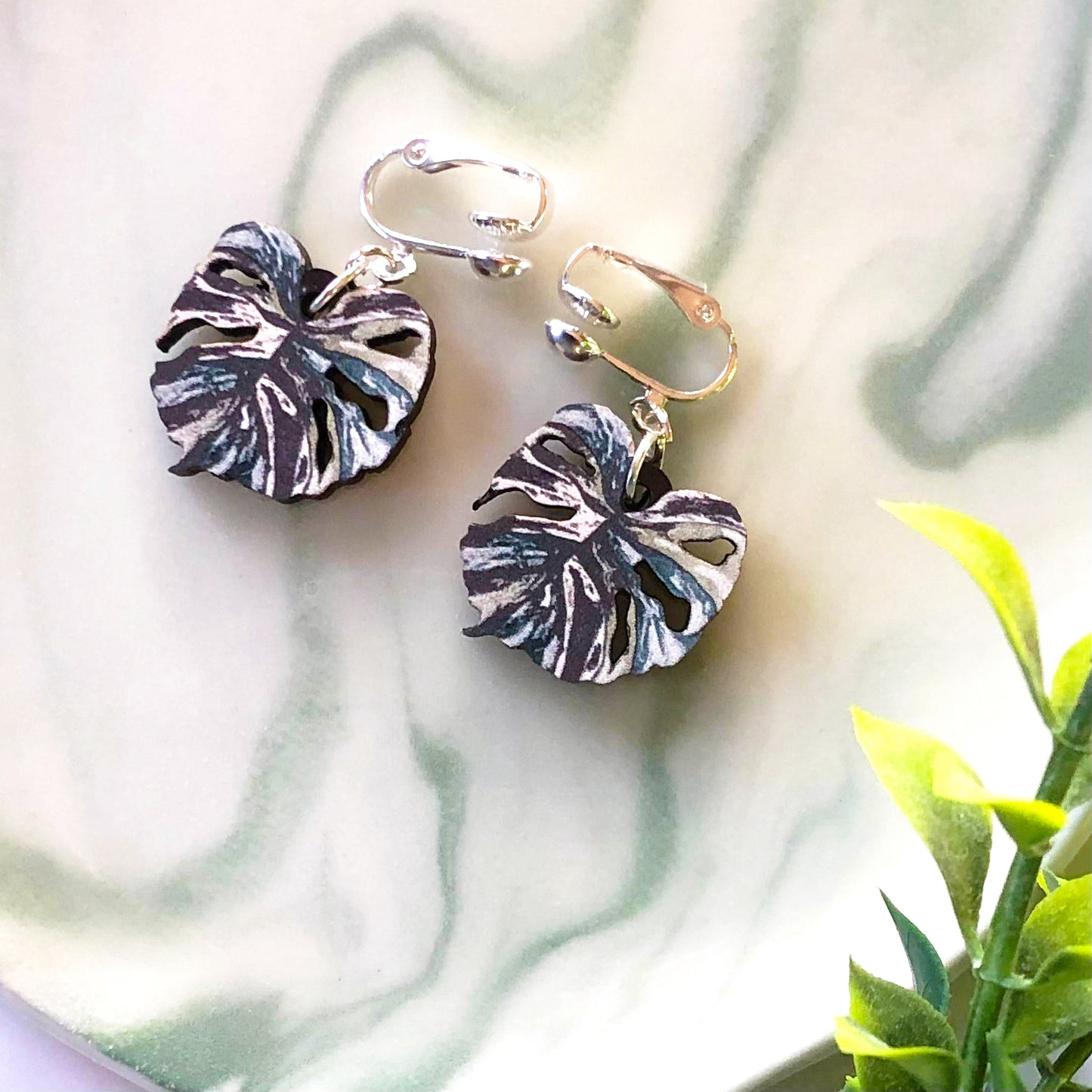 Monstera Variegata Earrings