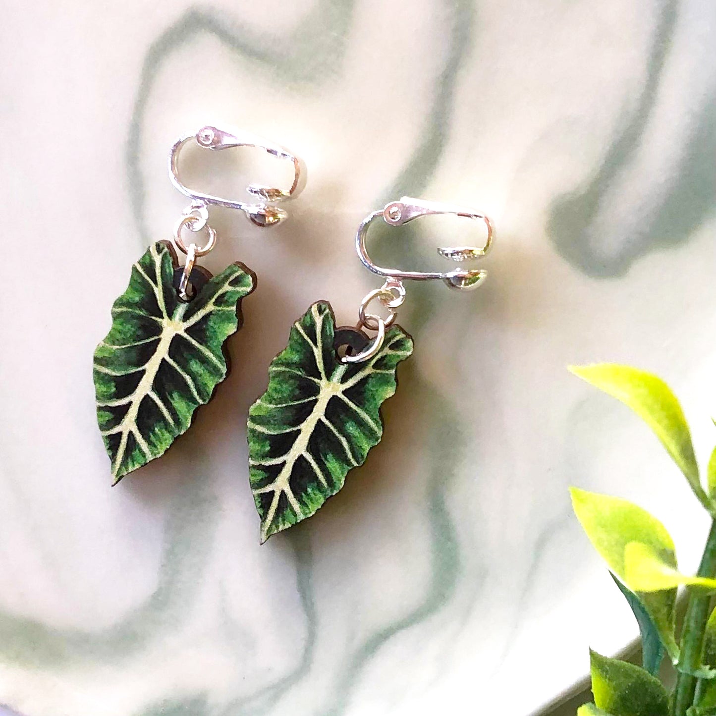 Bright Alocasia Amazonica Earrings
