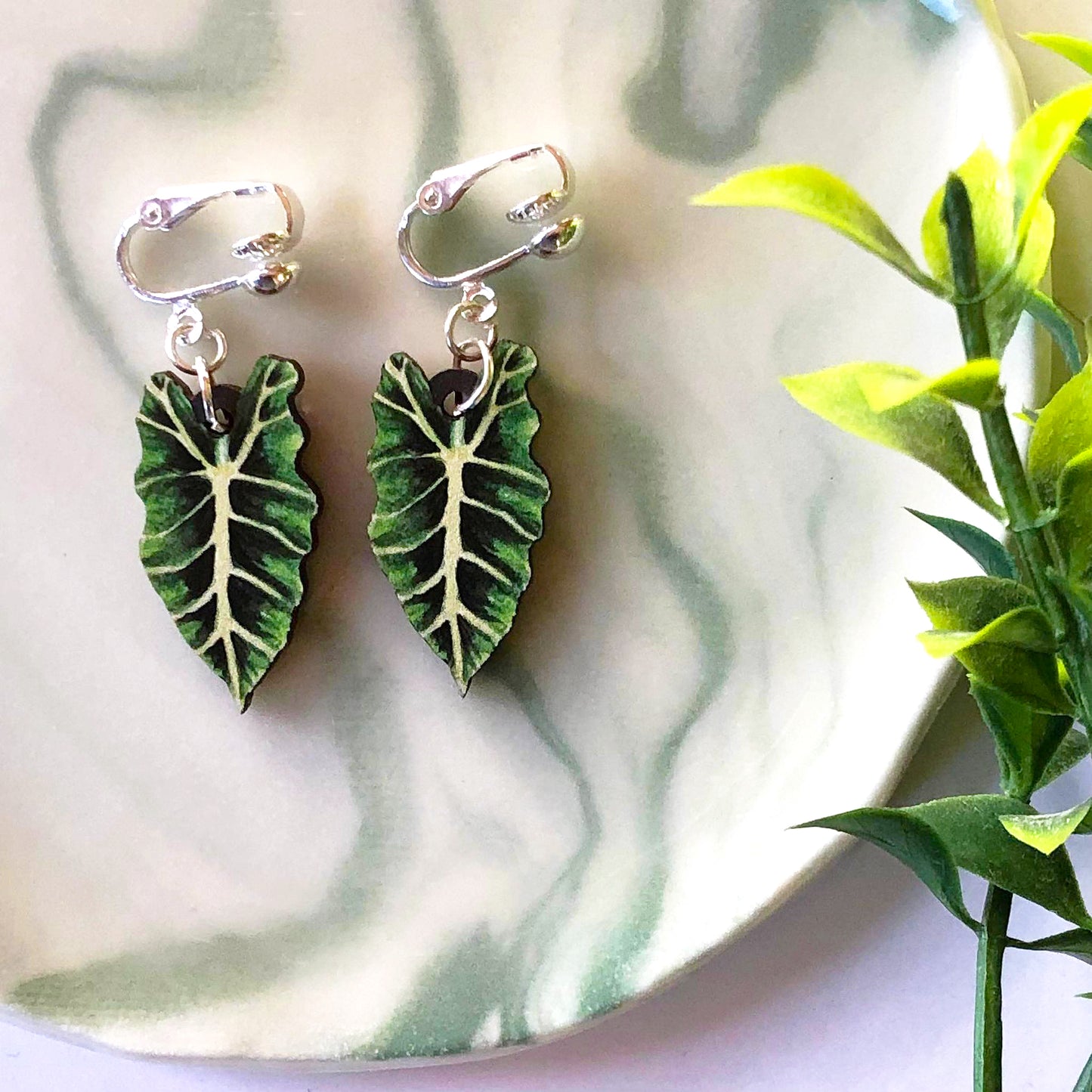 Bright Alocasia Amazonica Earrings