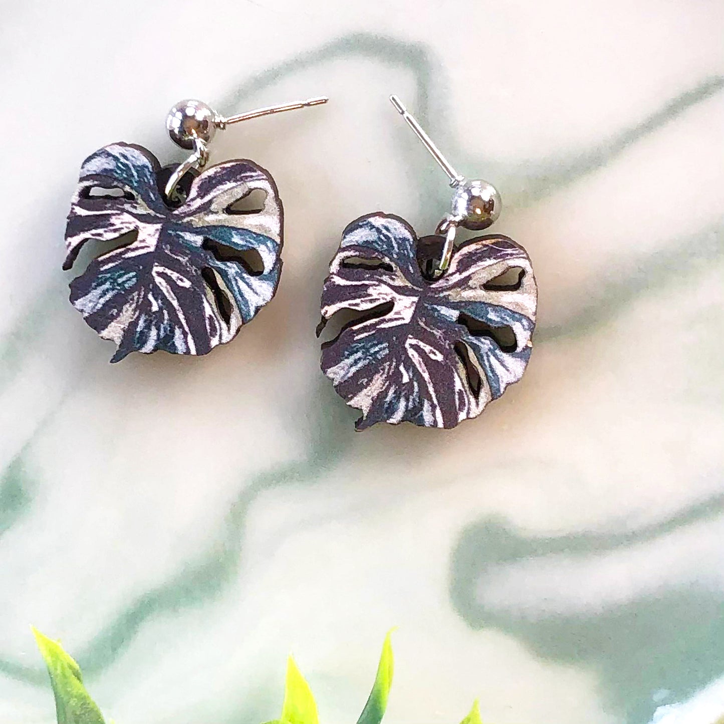 Monstera Variegata Earrings