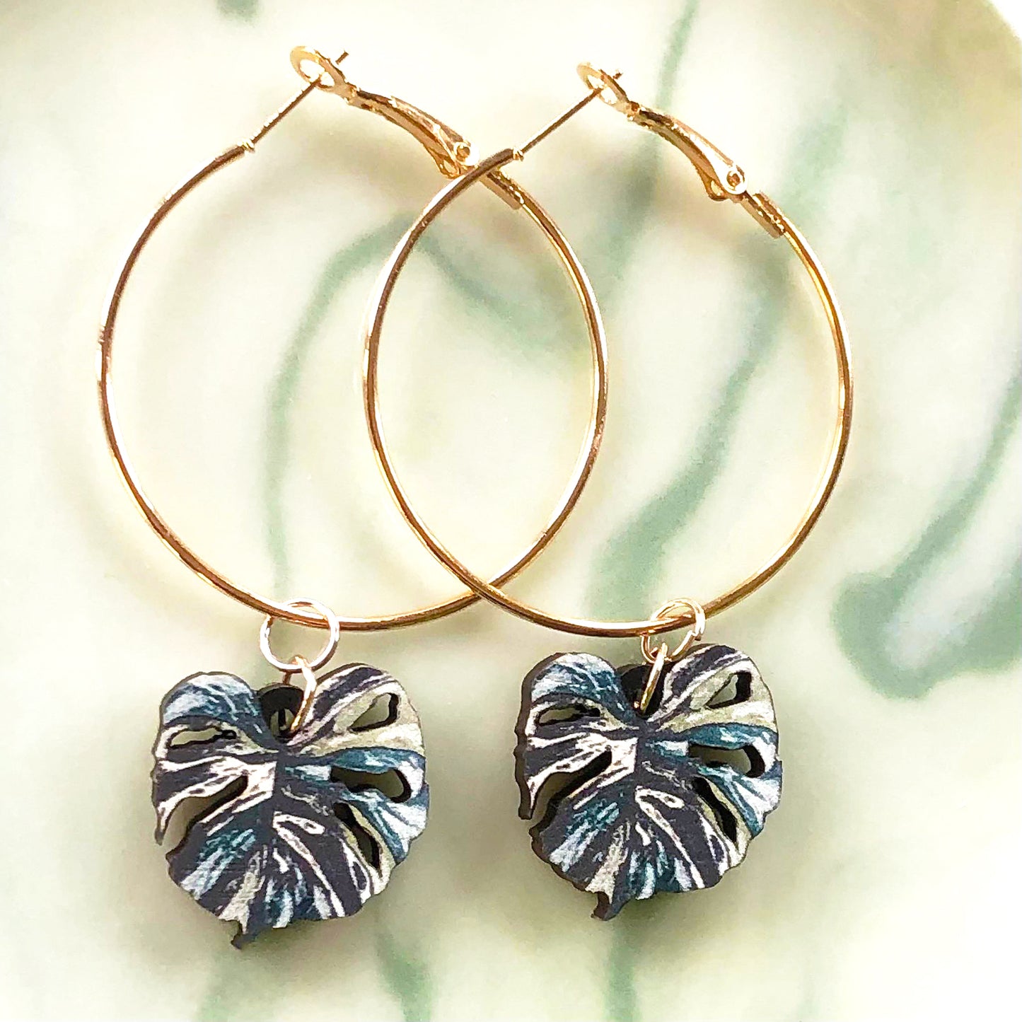 Monstera Variegata Earrings
