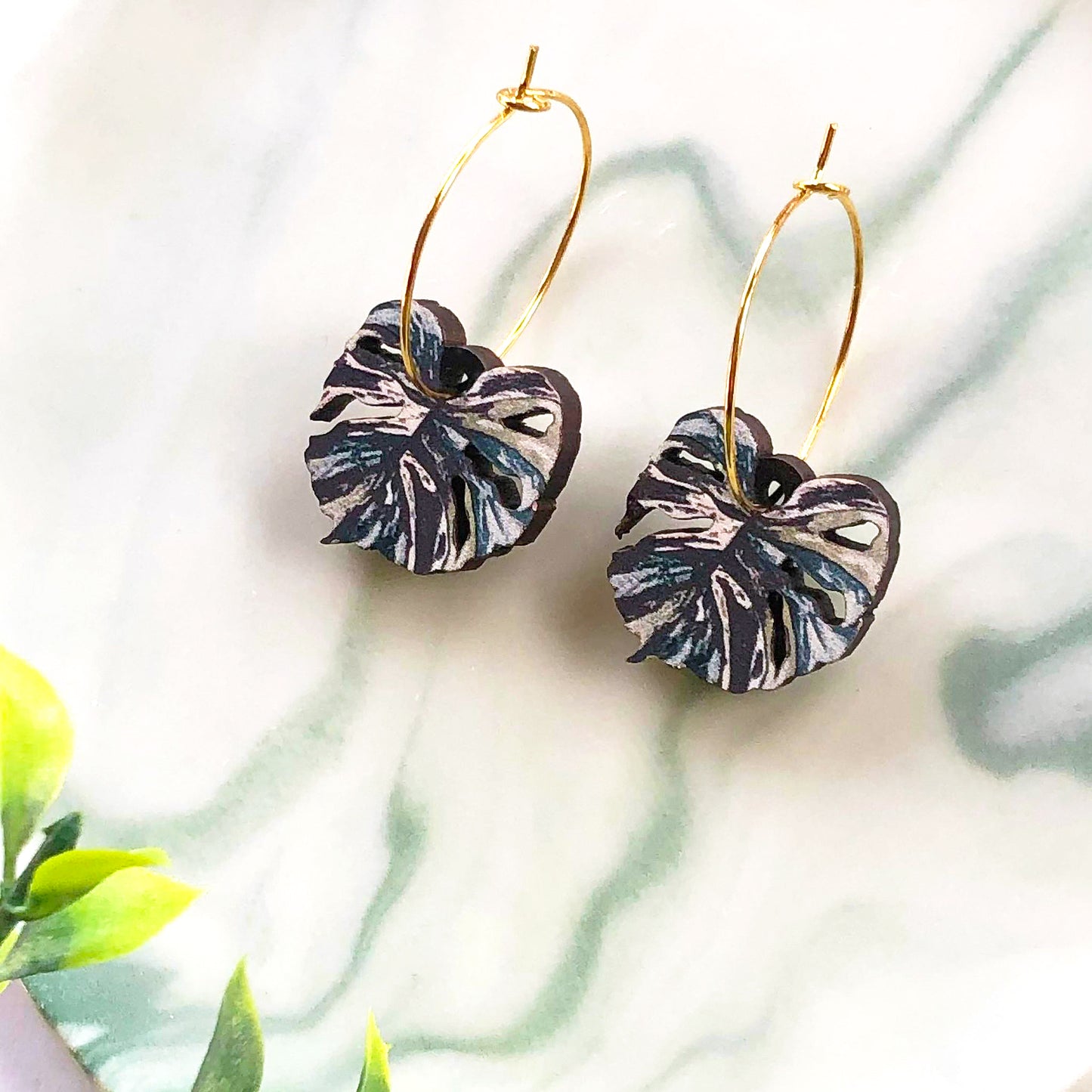 Monstera Variegata Earrings
