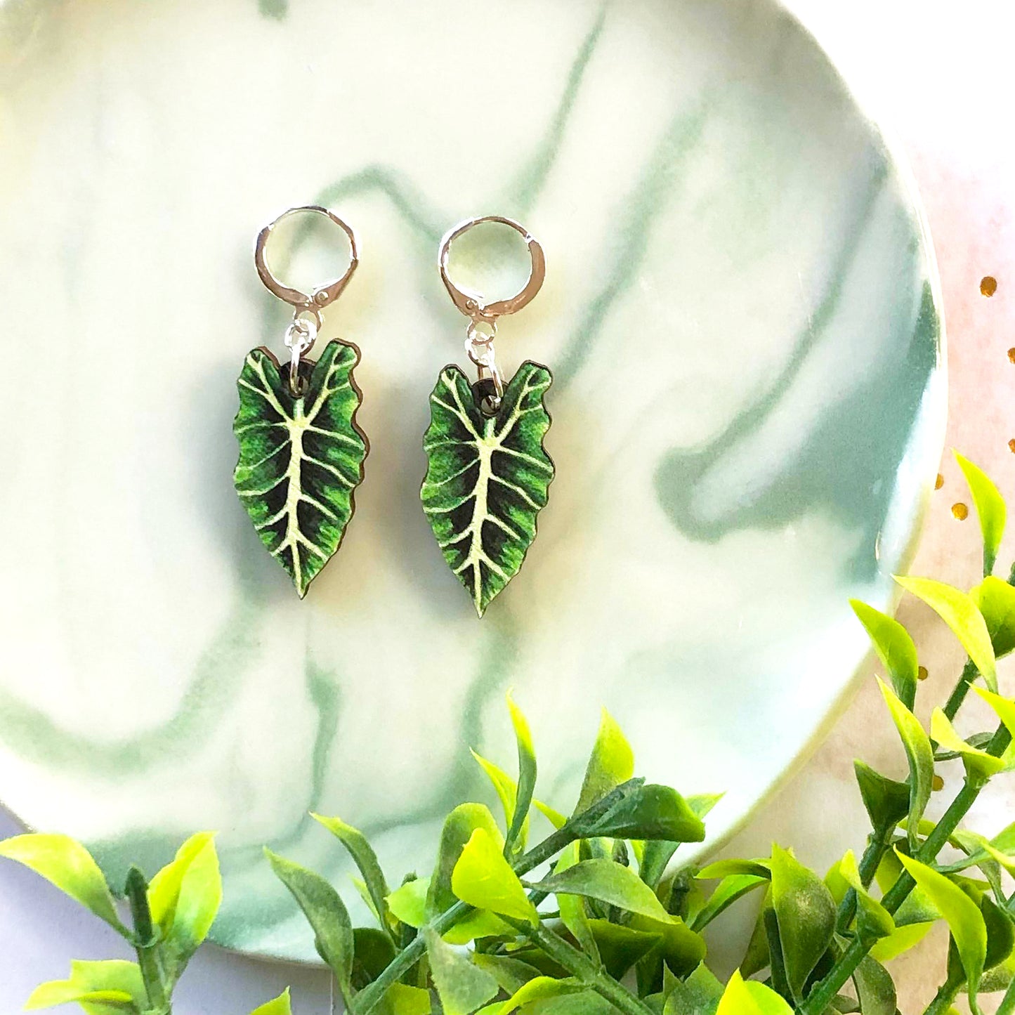 Bright Alocasia Amazonica Earrings