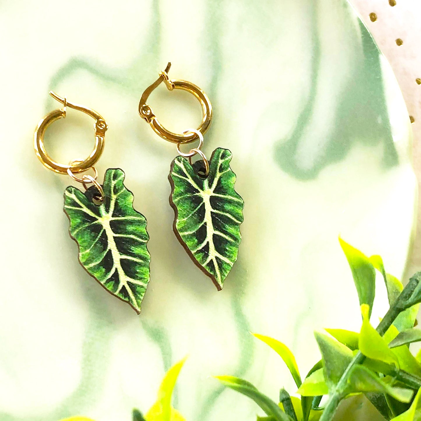Bright Alocasia Amazonica Earrings