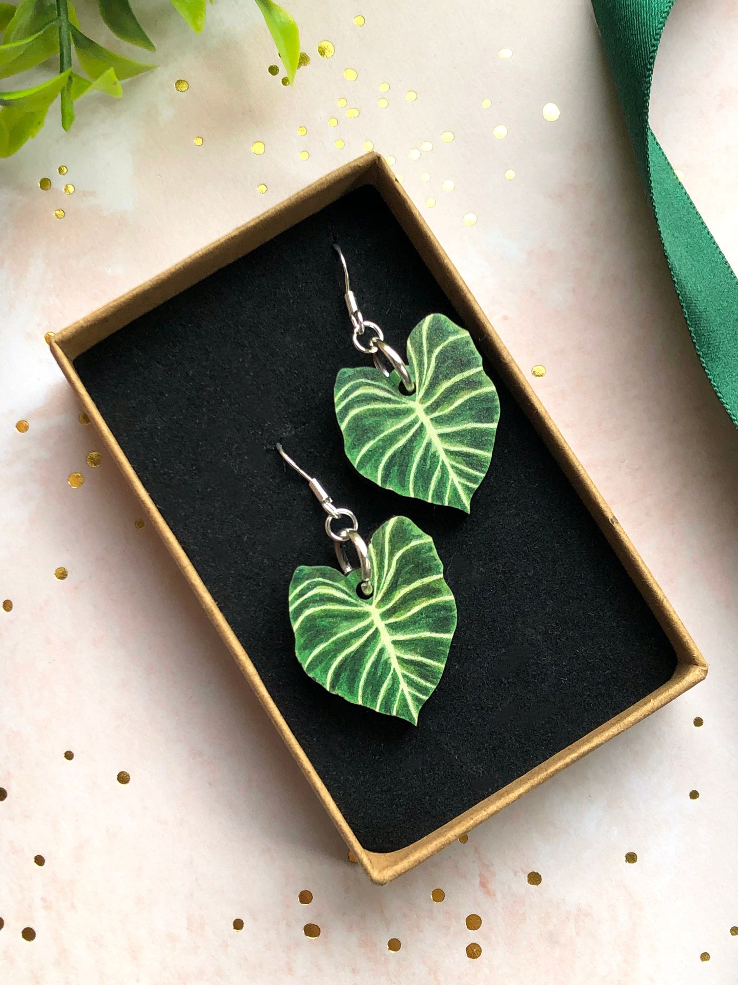 Plant Leaf Silver Plated Earring Letterbox Gift Set