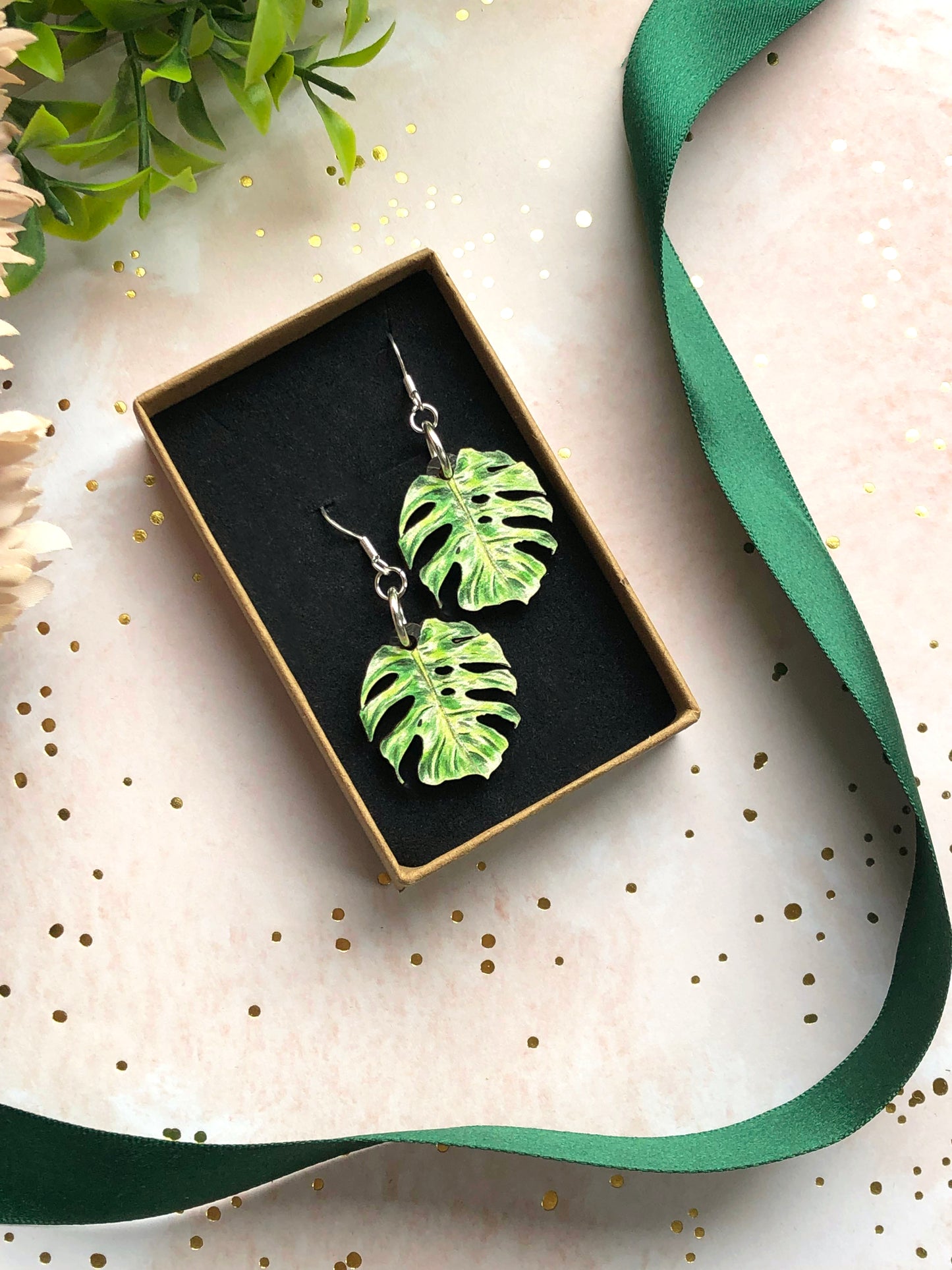 Plant Leaf Silver Plated Earring Letterbox Gift Set