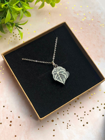 Plant Leaf Silver Plated Necklace Letterbox Gift Set