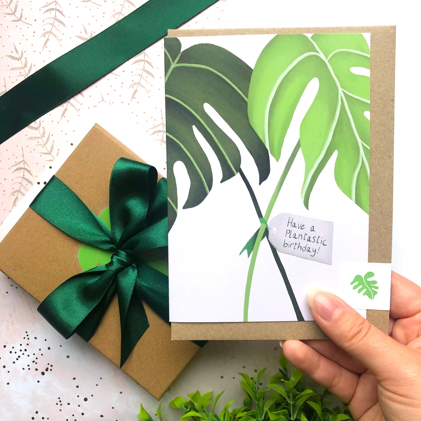 Plant Leaf Silver Plated Keyring Letterbox Gift Set