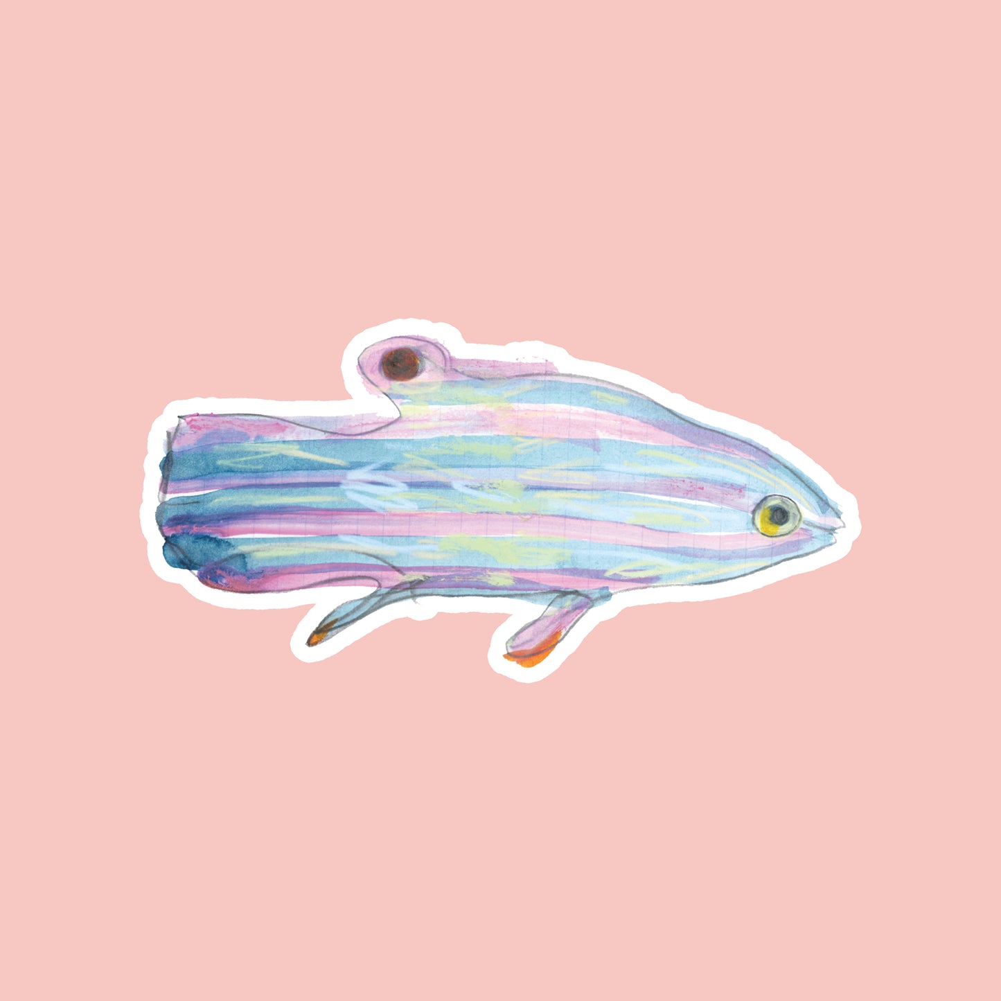 Pink and Blue Fish Sticker