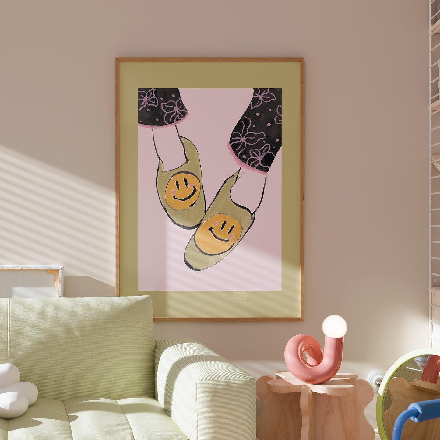 Smile Slippers Illustration Print 1