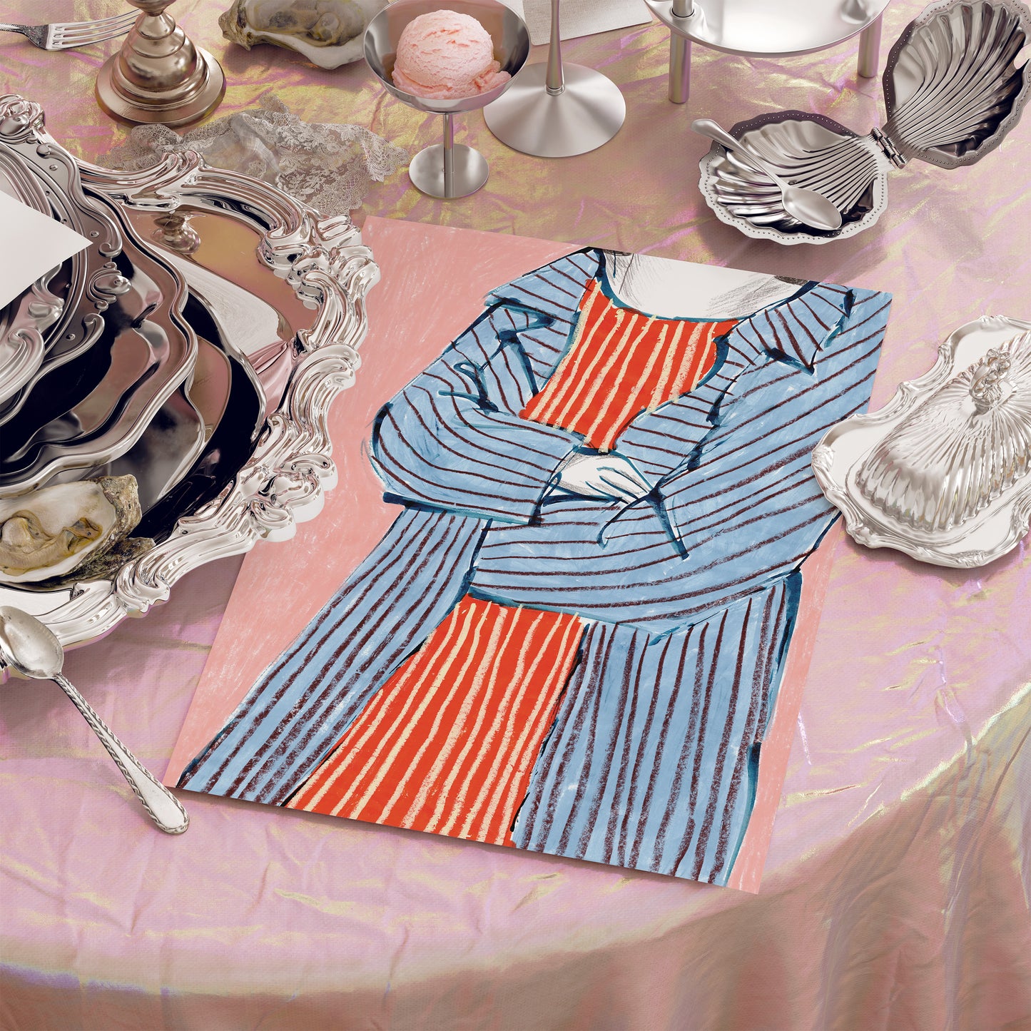 Striped Trench Coat Print