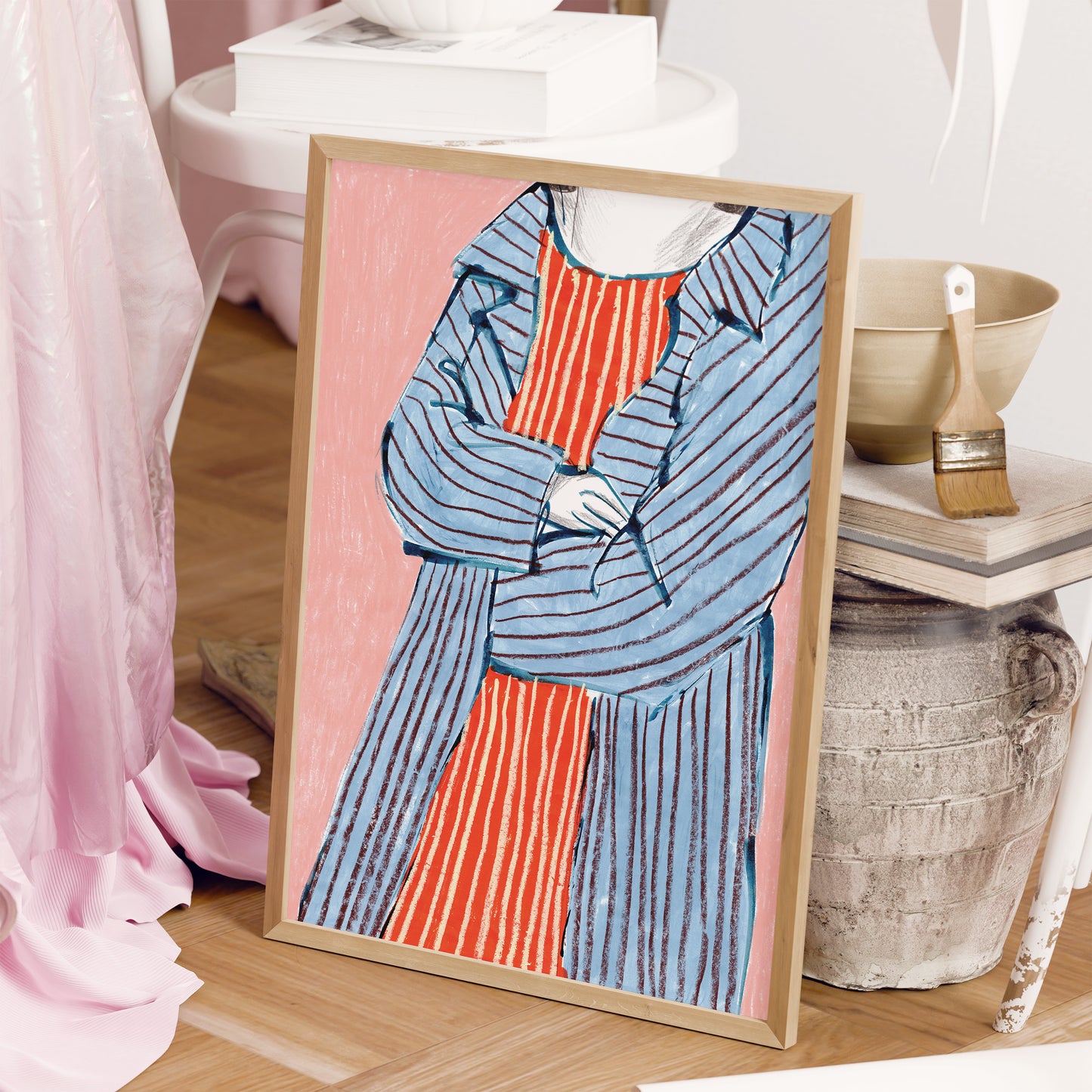 Striped Trench Coat Print