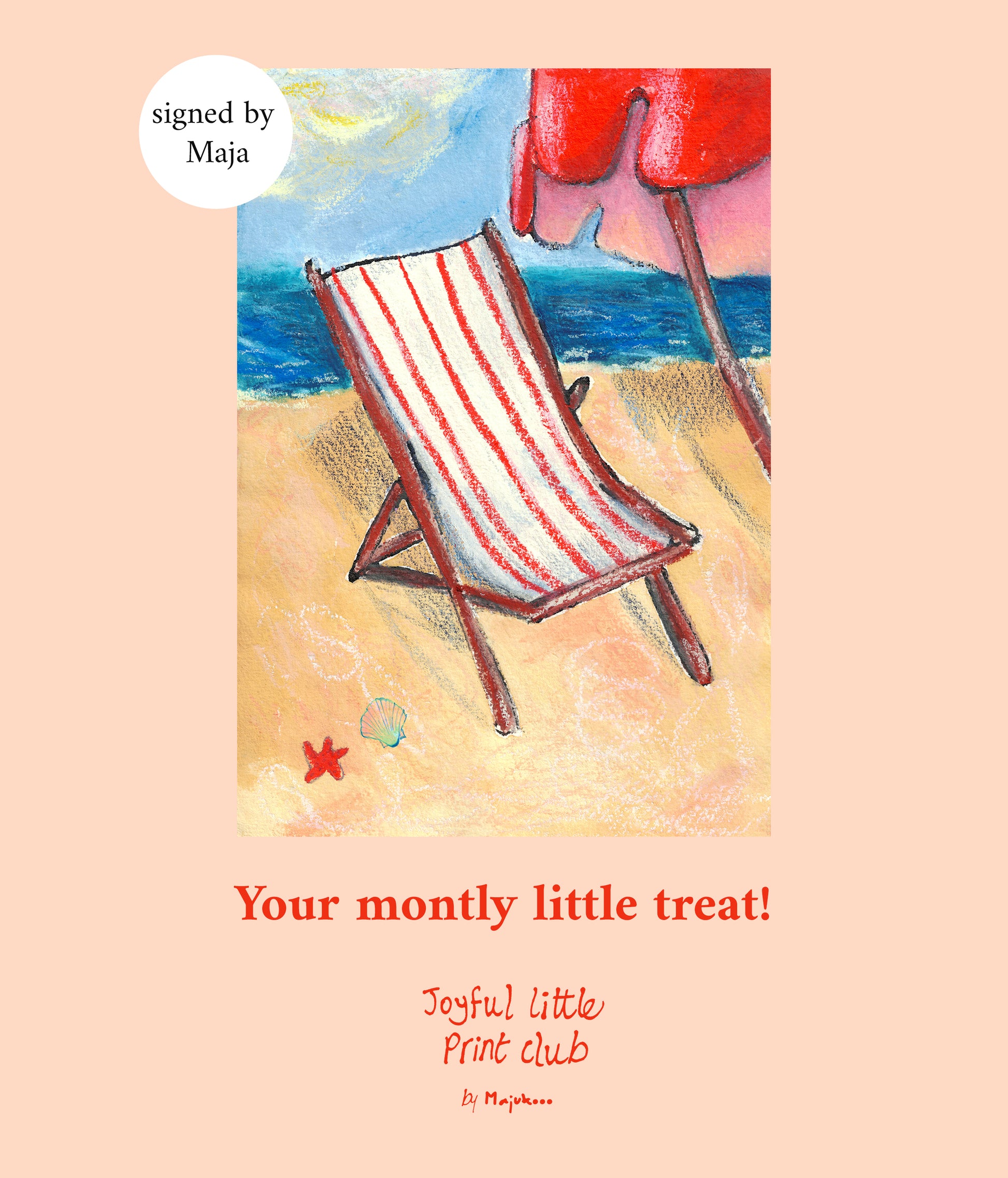 Beach landscape illustrated mini print