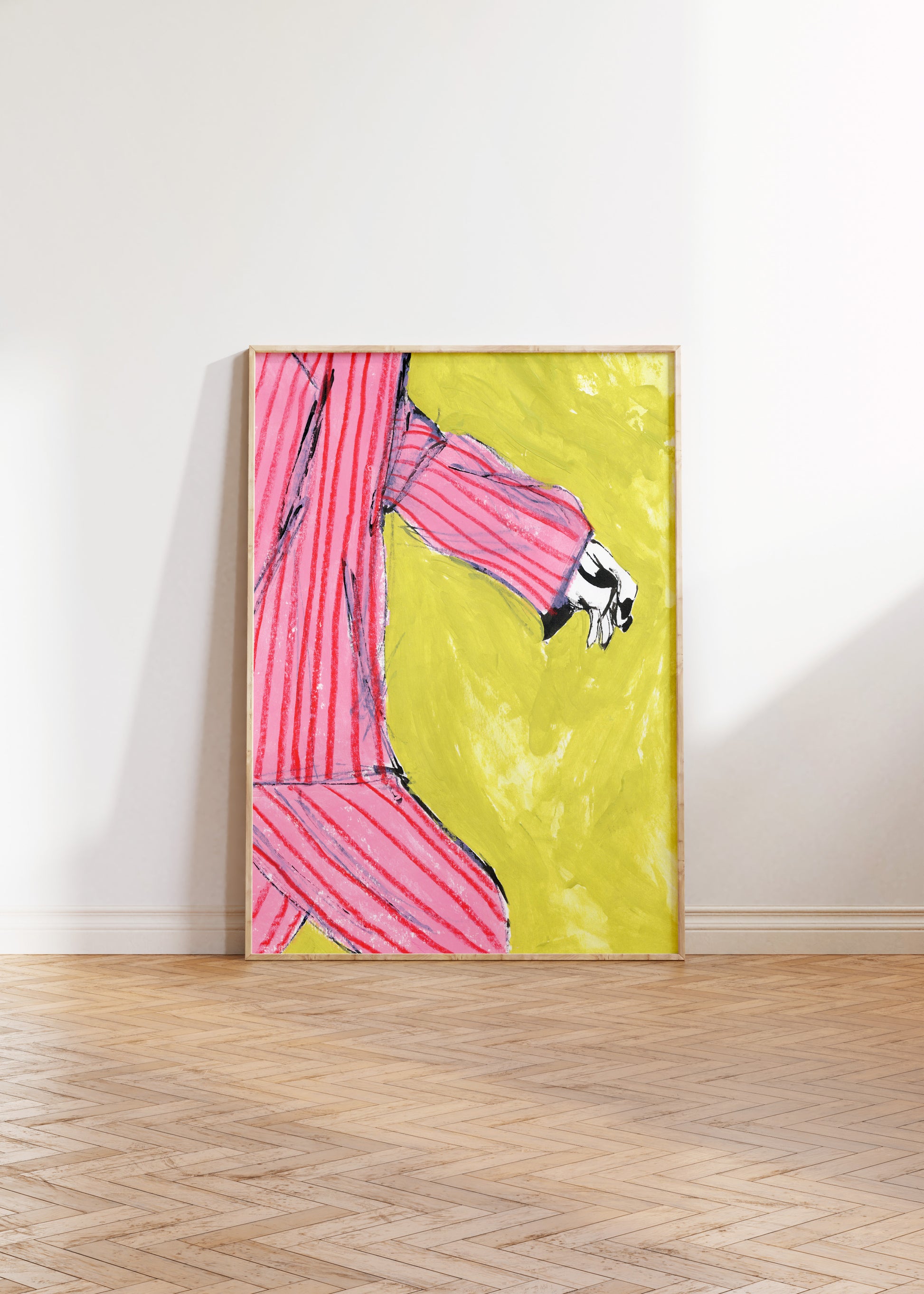 Pink Pyjama In Motion Fashion Illustration Print 4