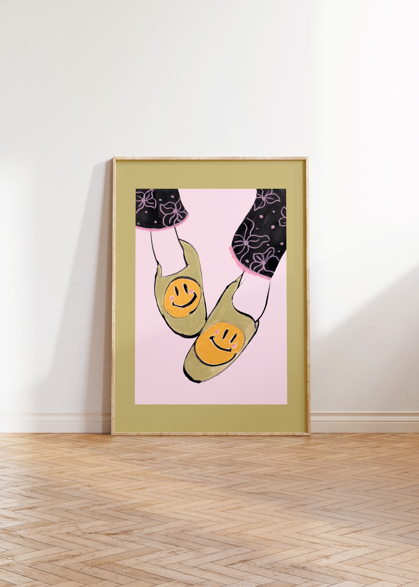 Smile Slippers Illustration Print 4