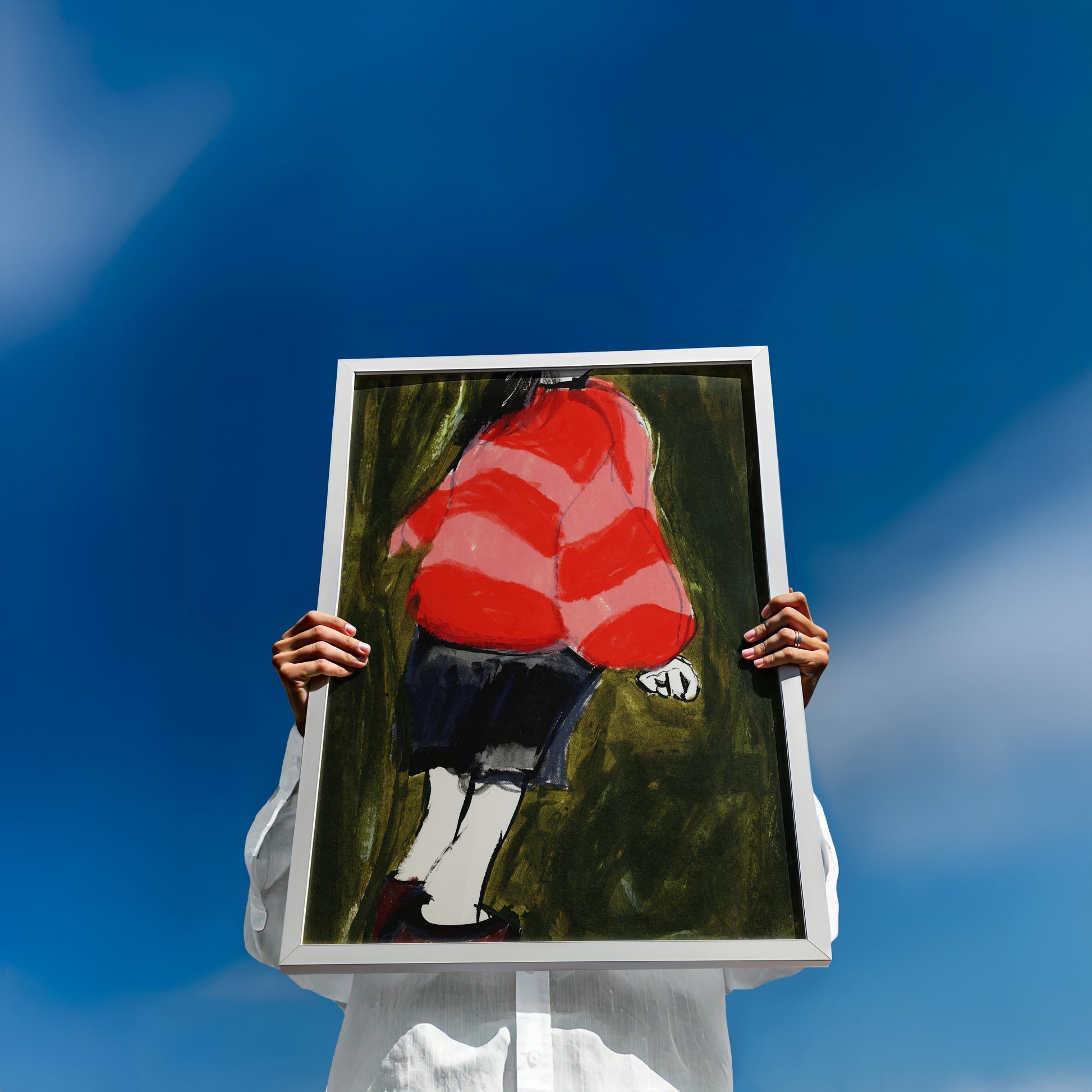 Red and Pink Striped Jumper Print 1