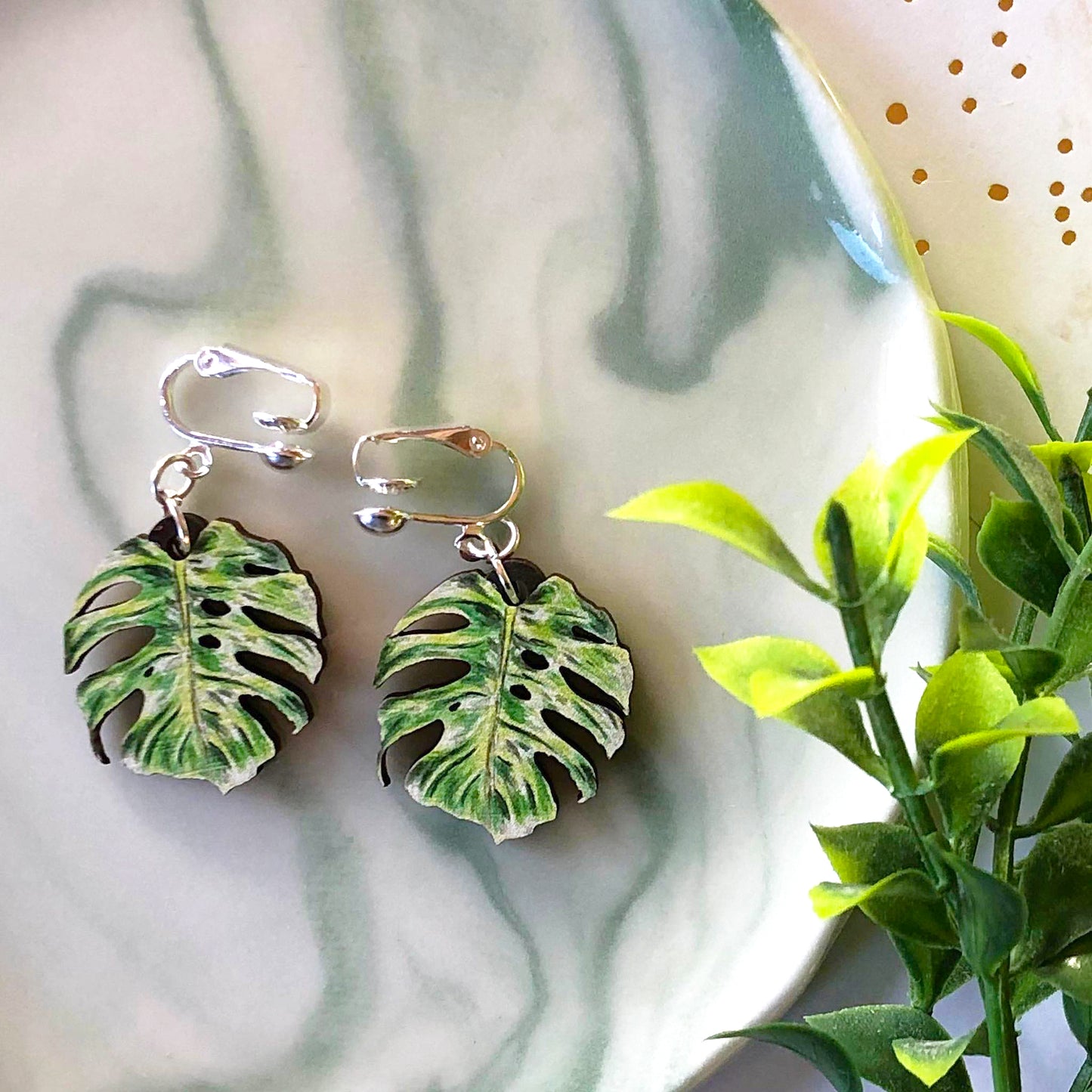 Bright Monstera Deliciosa Earrings